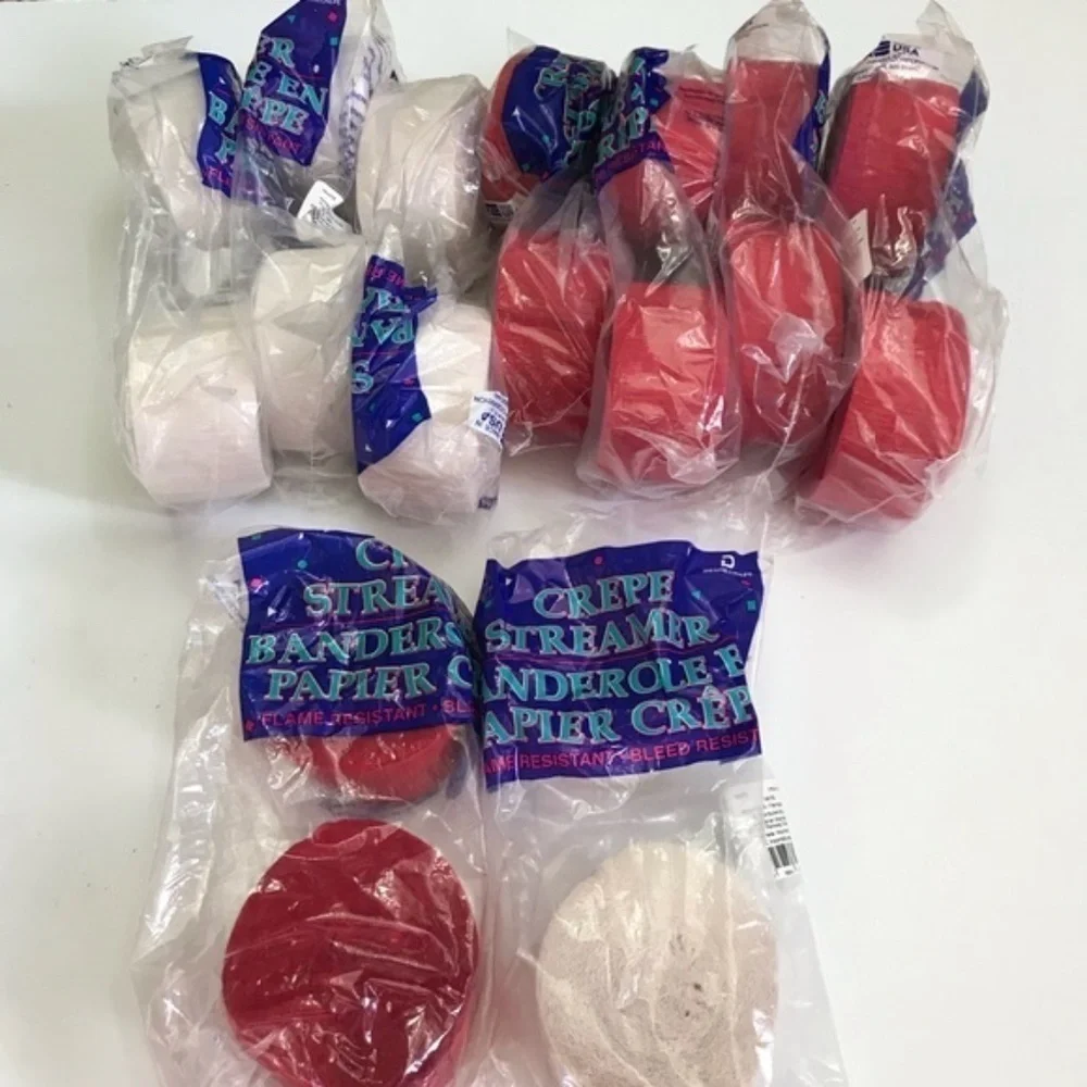 Crepe Streamers Bundle Red White 2Rolls/Pk 70’Roll